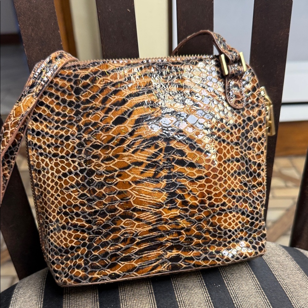 HOBO Brown Snake-Embossed Crossbody Bag